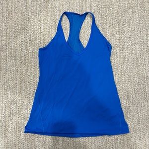 Lululemon Racerback tank sz4  blue mesh insert on racerback